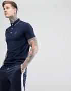 Armani Exchange Slim Fit Tipped Collar Logo Polo In Navy - Navy