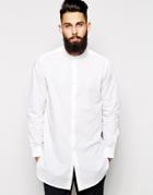 Asos Smart Shirt In Super Longline With Grandad Collar - White
