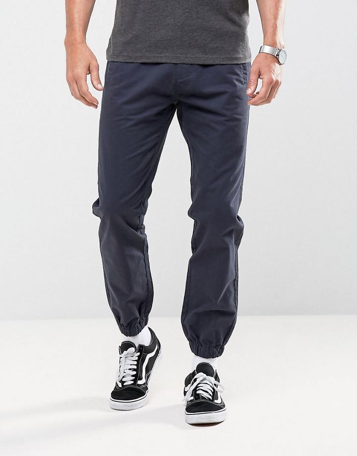 Bellfield Smart Cropped Pants With Panel Detailing - Navy