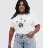Asos Design Curve T-shirt With Mystical Print In Organic Cotton - White
