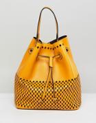 Qupid Bucket Shoulder Bag With Front Pouch - Yellow