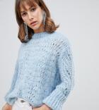 River Island Stitch Sweater In Light Blue - Blue