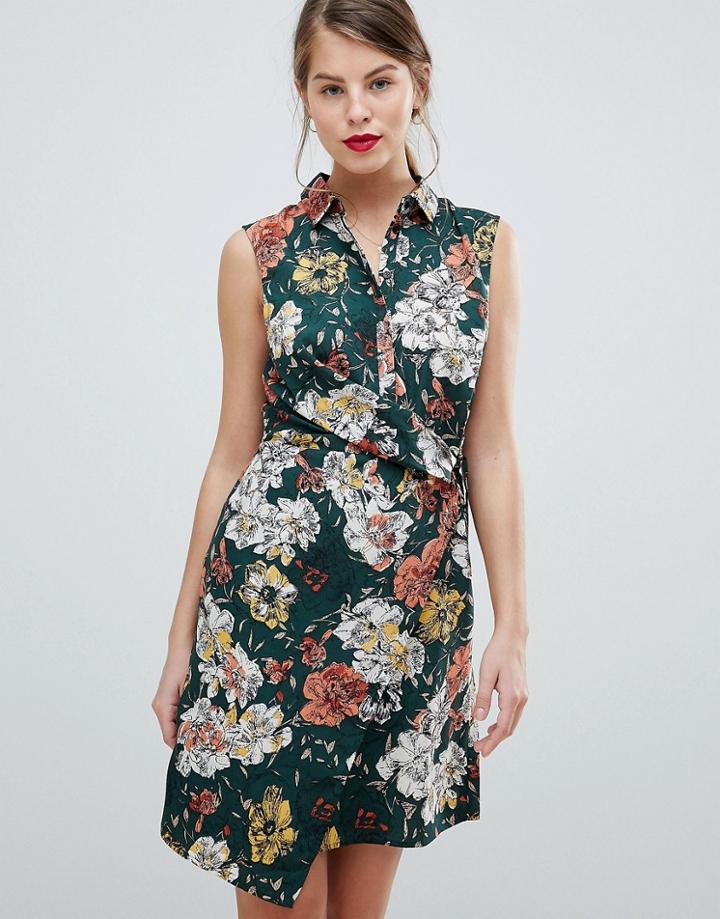 Vila Floral Sleeveless Wrap Dress - Multi
