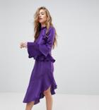 Miss Selfridge Asymetric Ruffle Dress-purple