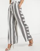 Native Youth Striped Wide Leg Pants In White