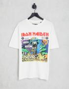 Only & Sons Iron Maiden Oversize T-shirt With Chest Print In White
