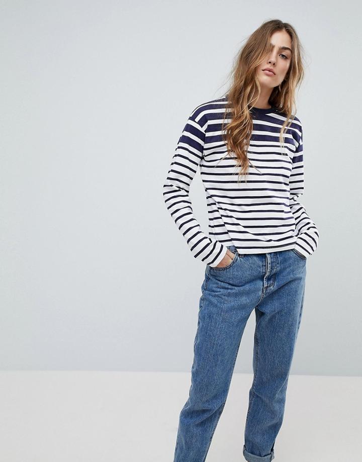 Asos Boxy Top In Cutabout Stripe - Multi