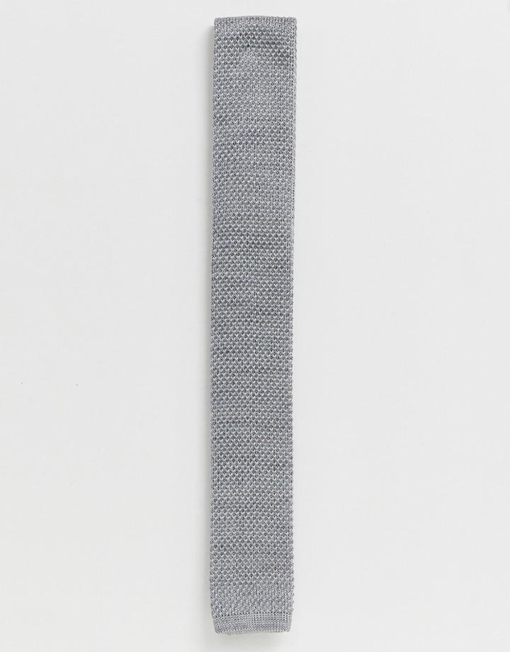 Jack & Jones Knitted Square Tie In Gray - Gray