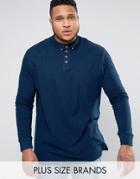 Duke Plus Polo With Long Sleeves In Navy - Navy