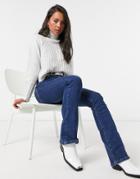 Topshop Funnel Neck Sweater In Gray Marl-grey