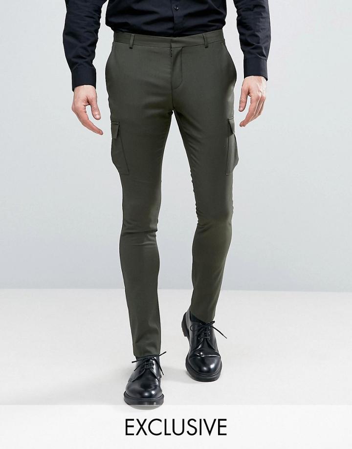 Heart & Dagger Skinny Smart Cargo Pants - Green