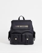 Love Moschino Utility Backpack In Black