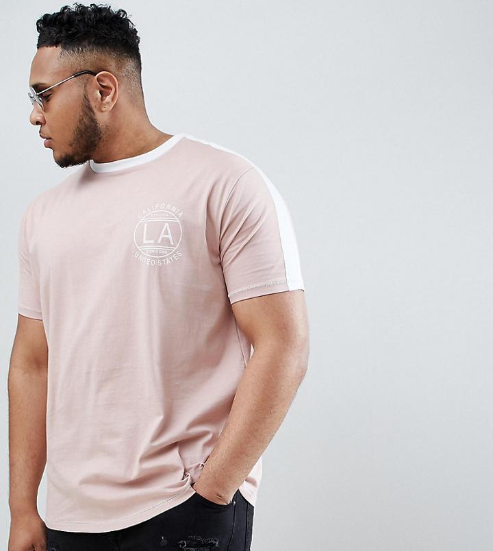 Duke King Size T-shirt With La Chest Print And Contrast Panel - Pink