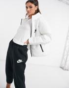 Nike Synthetic-fill Hooded Puffer Jacket In White-black