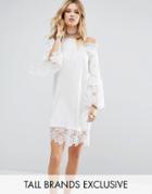 White Cove Tall Allover Lace Crochet Off Shoulder Dress - White