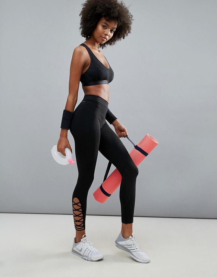 Only Tie Ankle Leggings - Black