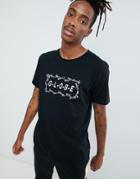 Globe Bone Chest Logo Print T-shirt In Black - Black