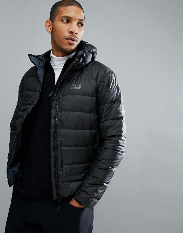Jack Wolfskin Helium Puffer Jacket In Black - Black