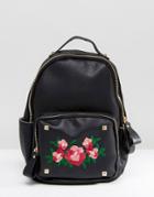 Yoki Embroidered Backpack - Black