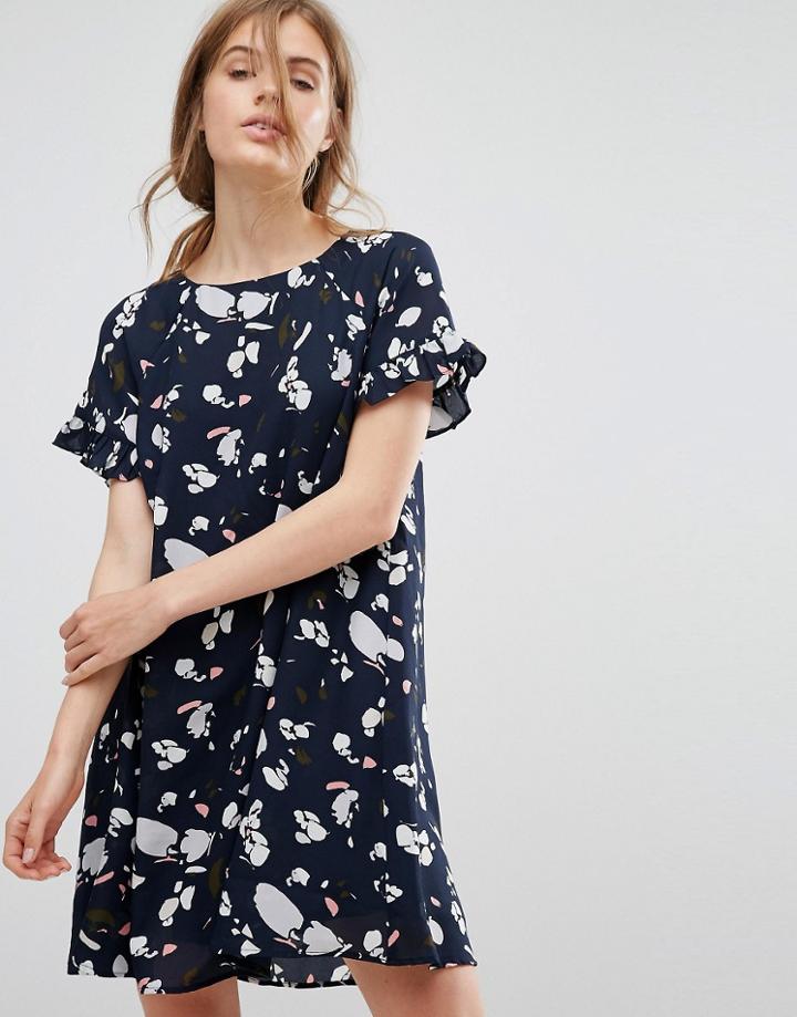 Vero Moda Floral Ruffle Shift Dress - Navy