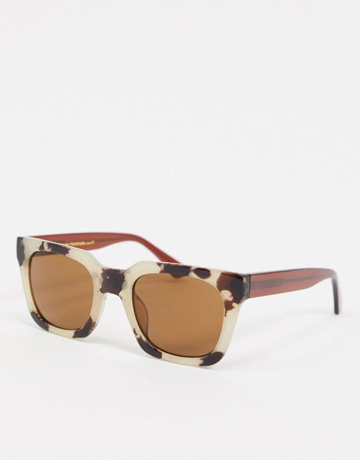 A.kjaerbede Square Sunglasses In Cream Tort-neutral