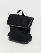 Asos Design Backpack With Rose Gold Zip - Black