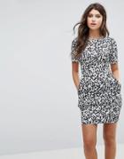 Asos Mini Wiggle Dress In Leopard Print - Multi