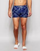 Boardies Paisley Swim Shorts In Shorter Length - Blue
