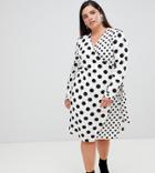 Unique 21 Hero Polka Dot Long Sleeve Wrap Dress - Multi