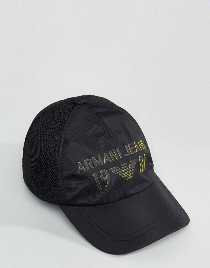 Armani Jeans 1981 Baseball Cap In Black - Black