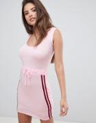 Boohoo Side Stripe Bodycon Dress - Pink