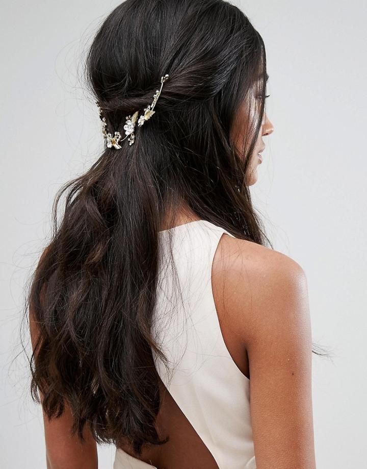 Johnny Loves Rosie Bridal Range Gold Leaf And Rhinestone Headpiece - Gold