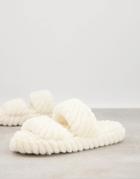 Asos Design Zhuji Double Strap Slide Slippers In Cream-neutral