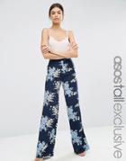Asos Tall Occasion Wide Leg Pants In Floral Print - Multi