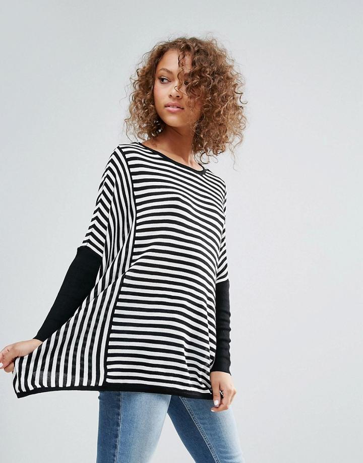Only Tabitha Oversized Striped Long Sleeve Top - Black