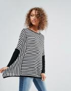 Only Tabitha Oversized Striped Long Sleeve Top - Black