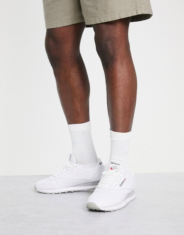 Reebok Classic Leather Sneakers In White And Gray