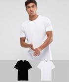 Asos Design Longline T-shirt With Crew Neck 2 Pack Save - Multi