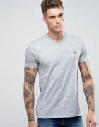 Fred Perry V Neck T-shirt In Gray - Gray