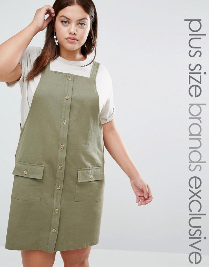Daisy Street Plus Utility Pini Dress - Green