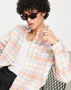 Asos Design 90s Oversized Brushed Flannel Check Shirt In Yellow