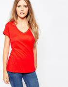 Sundry Loose V Neck T-shirt - Fire Red