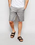 Asos Slim Chino Shorts In Long Length Warm Gray - Warm Gray