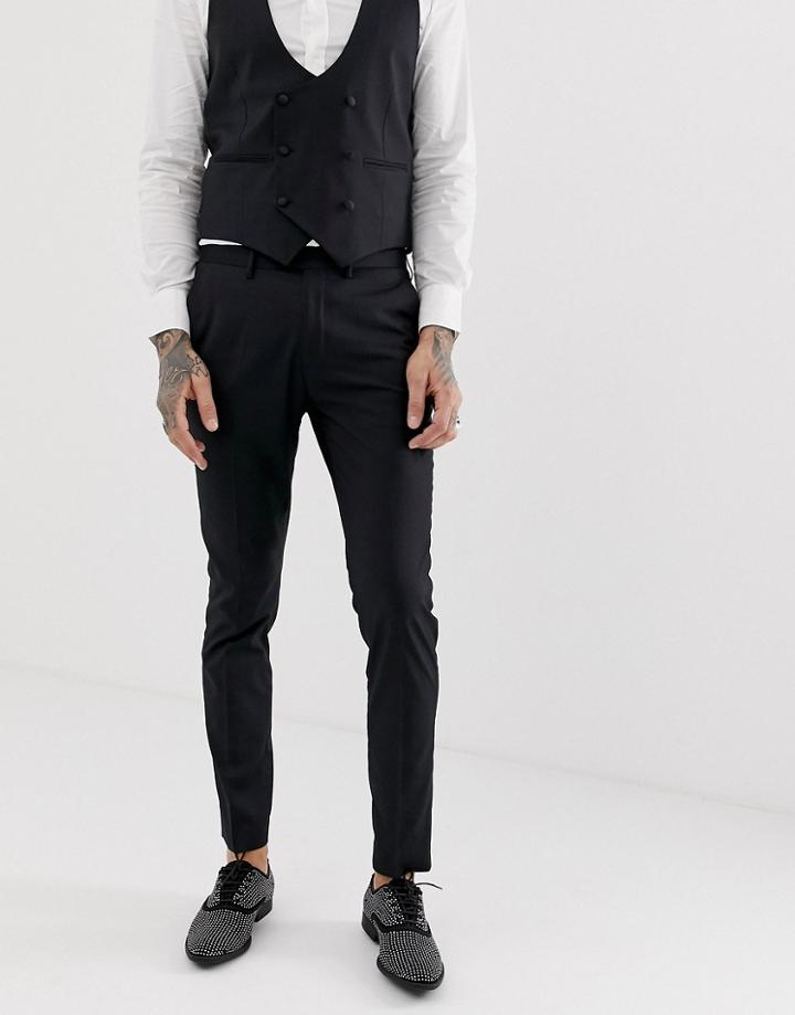 Devils Advocate Skinny Fit Tuxedo Suit Pants-black