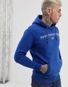 Good For Nothing Hoodie In Blue With Chest Logo - Blue
