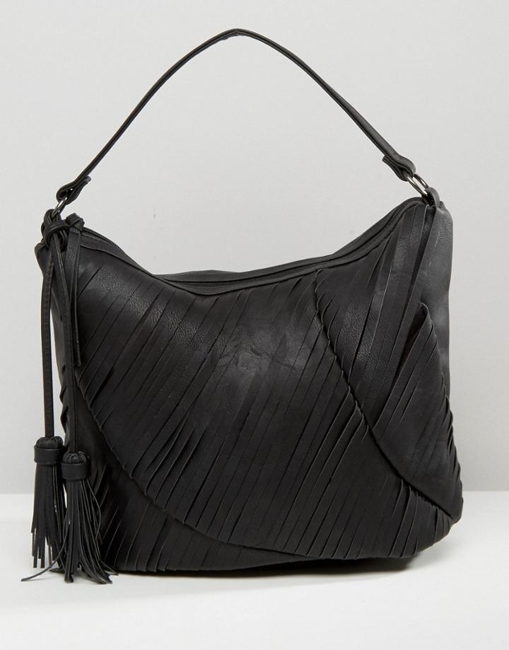 Pieces Bag With Fringe - Black