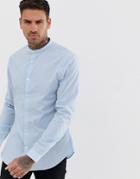 New Look Regular Fit Shirt With Grandad Collar In Light Blue - Blue