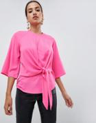 Ax Paris Pink Tie Waist Top - Pink