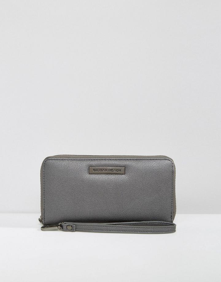 Silvian Heach Metallic Zip Around Wallet - Silver