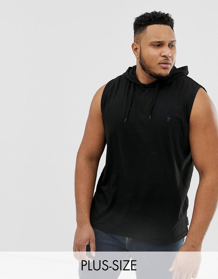 French Connection Plus Sleeveless Hoodie-black